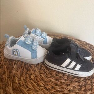 Toddler kids Adidas and Bluey shoes